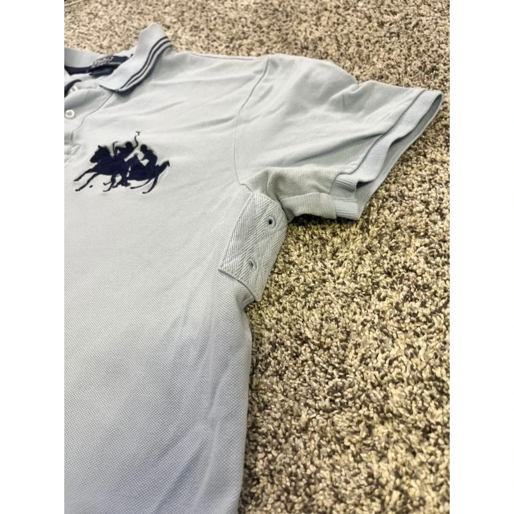 Polo Ralph Lauren Mens XL Light Blue Big Pony Custom Fit Short Sleeve Polo Shirt